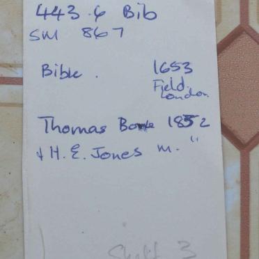BOWE Thomas and Harriett Emma JONES, married 1852 at St. Mary's Church, Islington BOWE Thomas and Harriett Emma JONES, married 1852 at St. Mary's Church, Islington