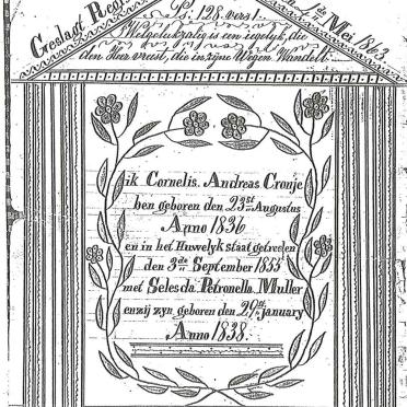 CRONJE Cornelis Andreas, gebore 1836 en Selesda Petronella MULLER, gebore 1838, getroud 1855 CRONJE Cornelis Andreas, gebore 1836 en Selesda Petronella MULLER, gebore 1838, getroud 1855