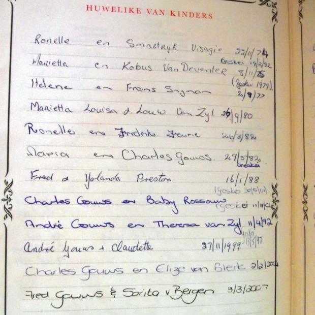 GOUWS Charles Louis en Martha Magdalena SCHWARTZ getroud 1955