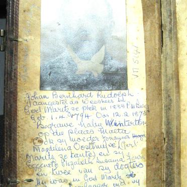 RUDOLPH Johan Bernhard 1794-1875 en Elizabeth Susanna FOURIE RUDOLPH Johan Bernhard 1794-1875 en Elizabeth Susanna FOURIE