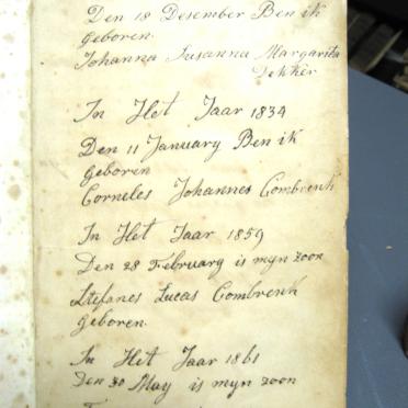 COMBRENK Corneles Johannes, gebore 1834 en Johanna Susanna Margarita DEKKER, gebore 1840 COMBRENK Corneles Johannes, gebore 1834 en Johanna Susanna Margarita DEKKER, gebore 1840