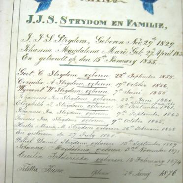 STRYDOM JJS, gebore 1829 en Johanna Magdalena MARé, gebore 183?, getroud 1855 STRYDOM JJS, gebore 1829 en Johanna Magdalena MARé, gebore 183?, getroud 1855